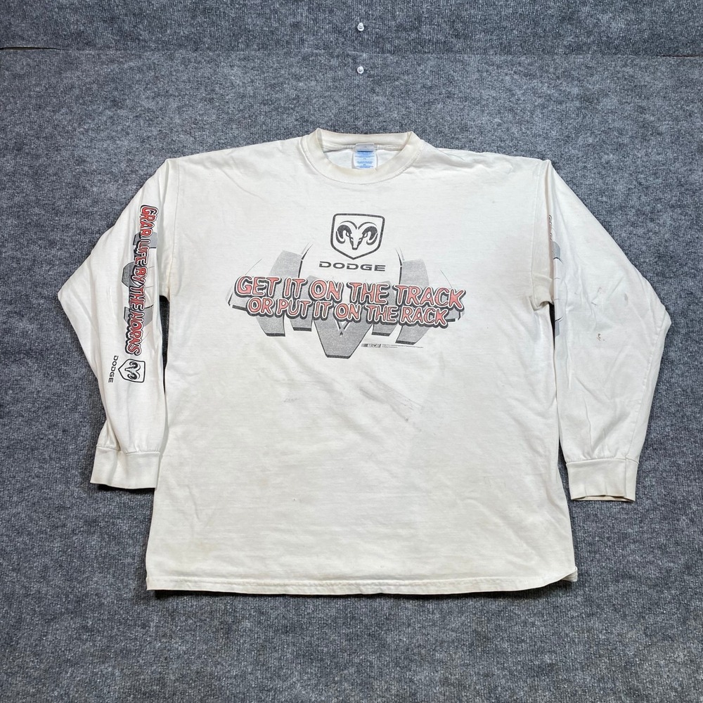 Vintage Dodge NASCAR Racing Champions Long Sleeve T-Shirt Mens XXL Off-White